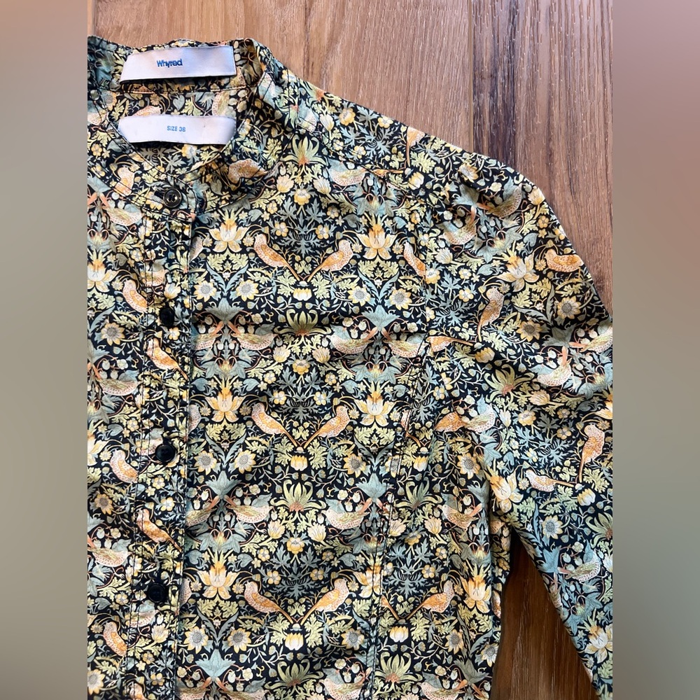 WHYRED Stockholm Liberty-Style Bird Print Blouse Scandinavian Art Nouveau Floral - Picture 4 of 16